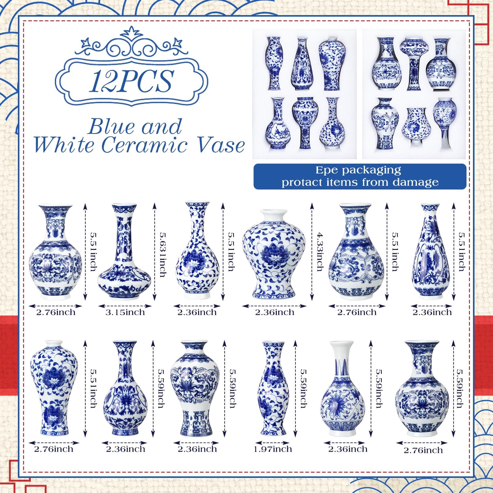 Blue & White Chernoise Vases