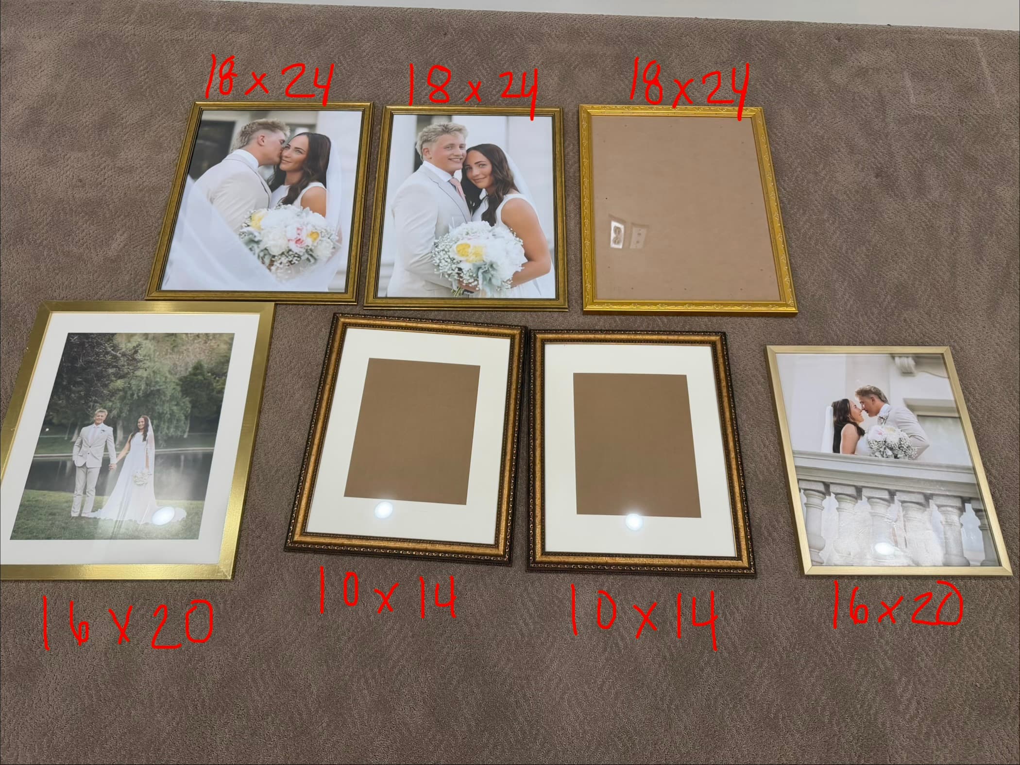 Oversized Picture Frames — The full set — three 18x24, two 16x20, and two 10x14