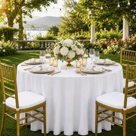 Round 120" (floor length for 6ft table, white or ivory)